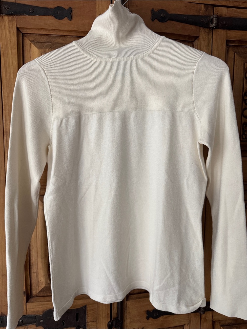 Women's Cream Turtleneck Knit Sweater